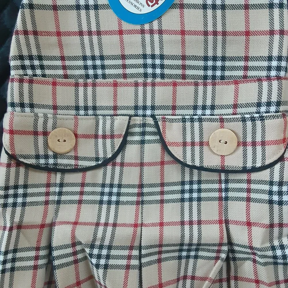 Tan Plaid Dog Dress For Small Dogs Size 4